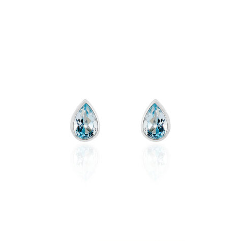 Boucles D'oreilles Puces Fassia Or Blanc Topaze - Clous d'oreilles Femme | Histoire d’Or