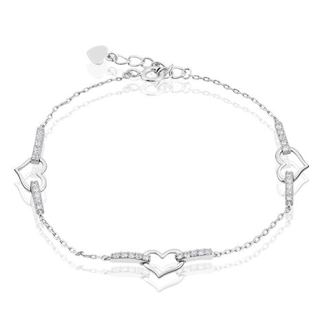 Bracelet Triple Argent Blanc Oxyde De Zirconium - Bracelets Coeur Femme | Histoire d’Or