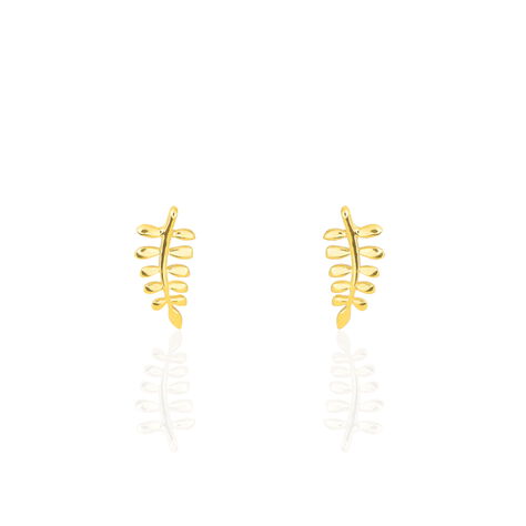 Boucles D'oreilles Puces Bartolomea Feuilles Or Jaune - Clous d'oreilles Femme | Histoire d’Or