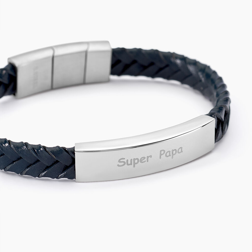 Bracelet Acier Blanc Oxanne - Bracelets Cuir Homme | Histoire d&rsquo;Or