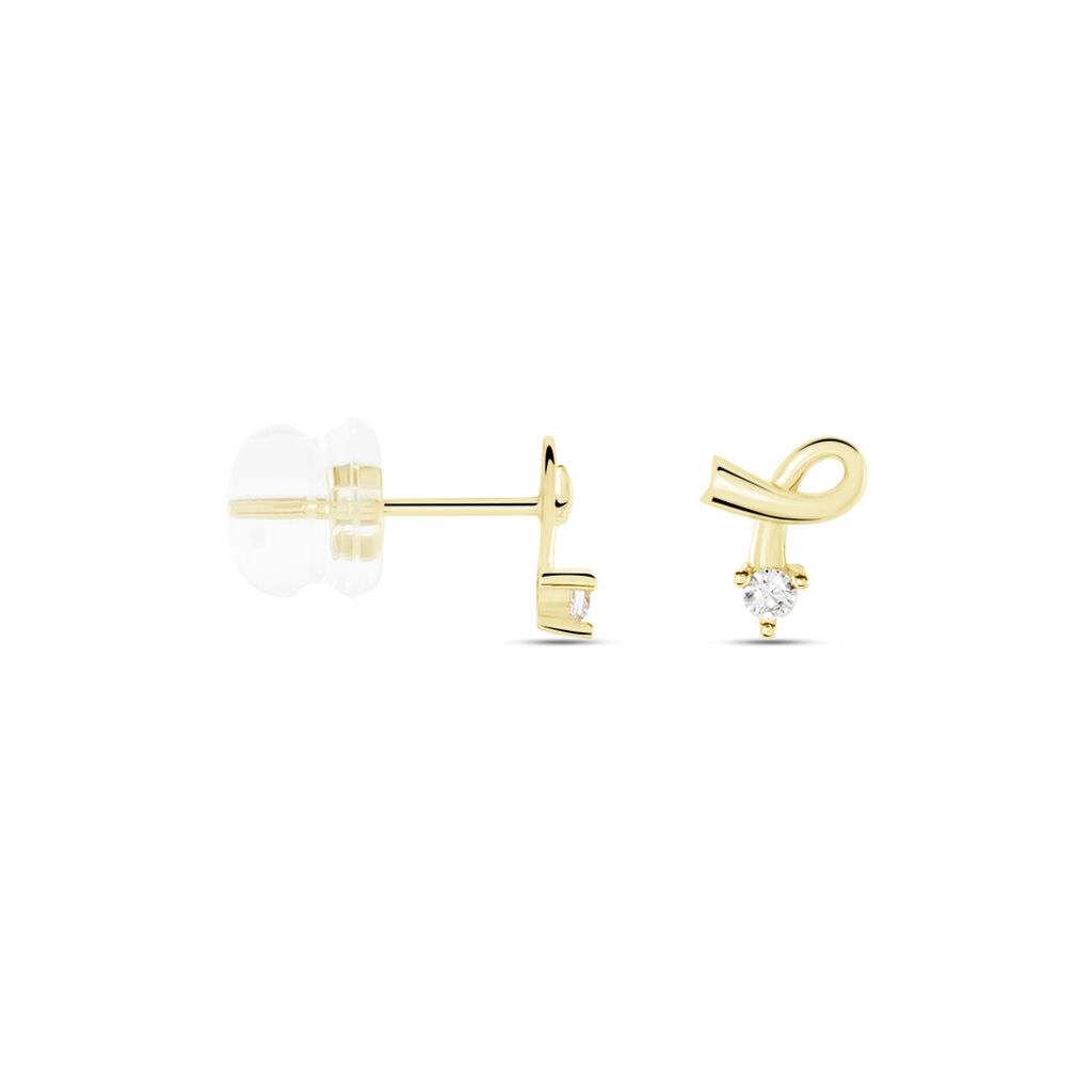 Boucles D'oreilles Puces Alvina Ruban Or Jaune Oxyde De Zirconium - Clous d'oreilles Femme | Histoire d’Or