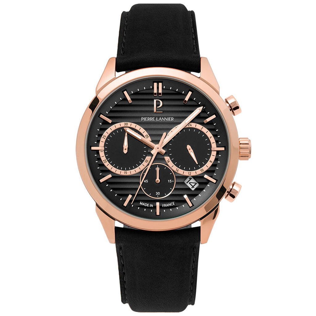 Montre Pierre Lannier Monarck Noir - Id&eacute;es cadeaux Homme | Histoire d&rsquo;Or