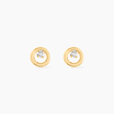 Boucles D'oreilles Puces Dolly Or Jaune Oxyde De Zirconium - Clous d'oreilles Femme | Histoire d&rsquo;Or