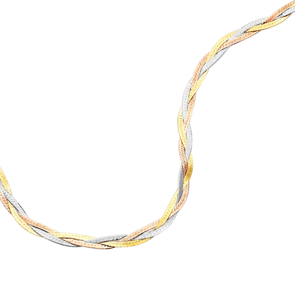 Collier Jasmin Tresse 3 Fils Or Tricolore - Chaines Femme | Histoire d’Or