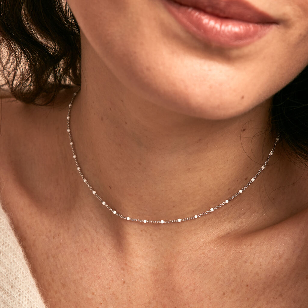 Collier Polka Argent Blanc - Ras de cou Femme | Histoire d’Or
