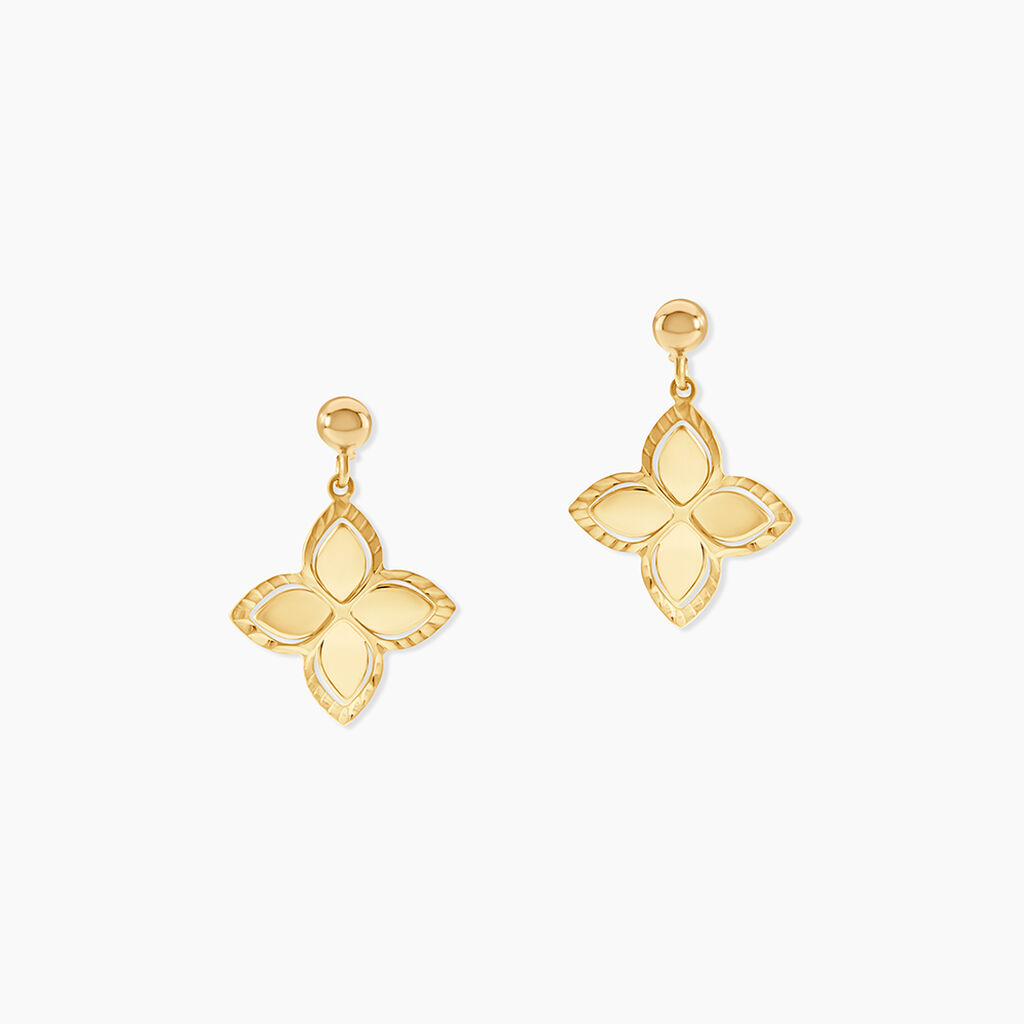Boucles D'Oreilles Pendantes Donia Argent Dor&eacute; A L'Or 750/1000 - Boucles d'oreilles pendantes Femme | Histoire d&rsquo;Or
