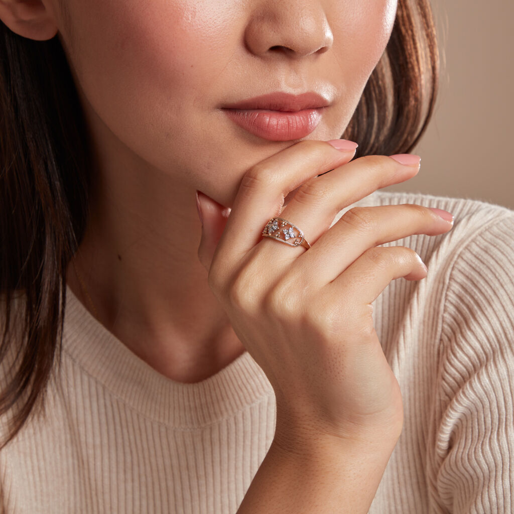 Bague Or Jaune Eternal Spring 3 Fleurs Diamants - Bagues solitaires Femme | Histoire d’Or