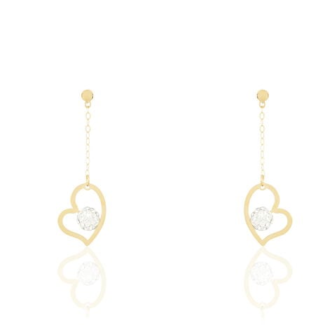 Boucles D'oreilles Pendantes Gwladys Or Jaune Strass - Boucles d'oreilles pendantes Femme | Histoire d&rsquo;Or