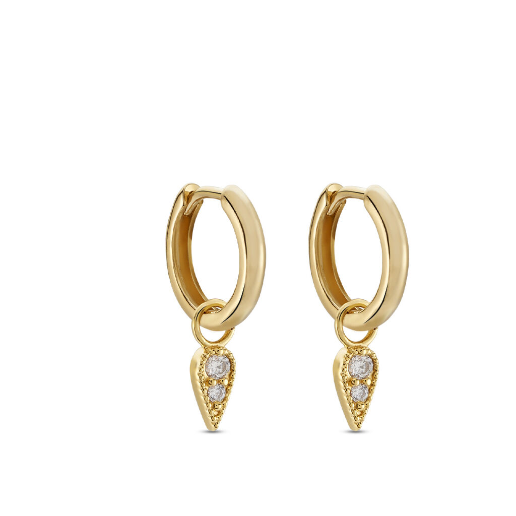 Créoles Plaqué Or Pawl Pampilles Ovales Oxydes De Zirconium - Boucles d'oreilles créoles Femme | Histoire d’Or