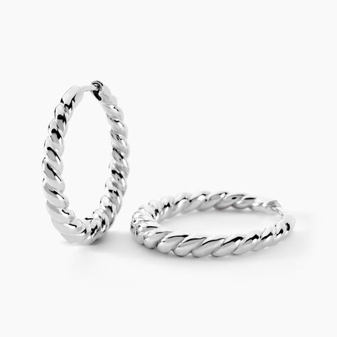 Créoles Ysanne Argent Blanc - Boucles d'oreilles créoles Femme | Histoire d’Or
