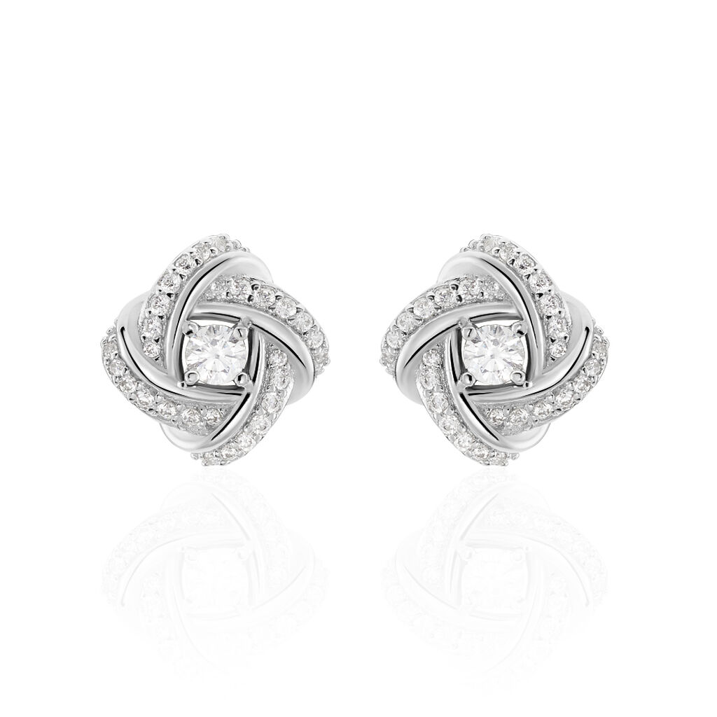 Boucles D'oreilles Puces Anasthase Argent Blanc Oxyde De Zirconium - Boucles d'oreilles fantaisie Femme | Histoire d’Or