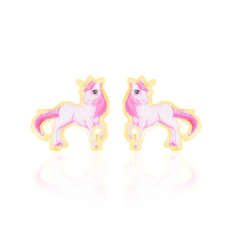 Boucles D'oreilles Puces Fantasila Cheval Or Jaune - Clous d'oreilles Enfant | Histoire d’Or