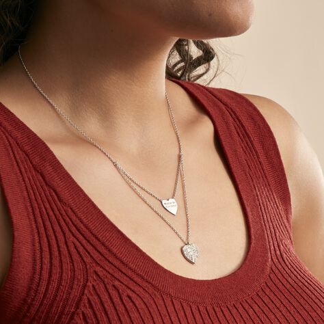 Collier Amarita Argent Blanc Oxyde De Zirconium - Colliers Coeur Femme | Histoire d’Or