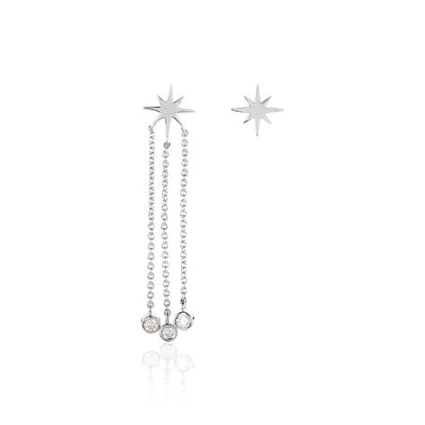 Boucles D'oreilles Pendantes Clarence Argent Blanc Oxyde De Zirconium - Boucles d'oreilles fantaisie Femme | Histoire d&rsquo;Or