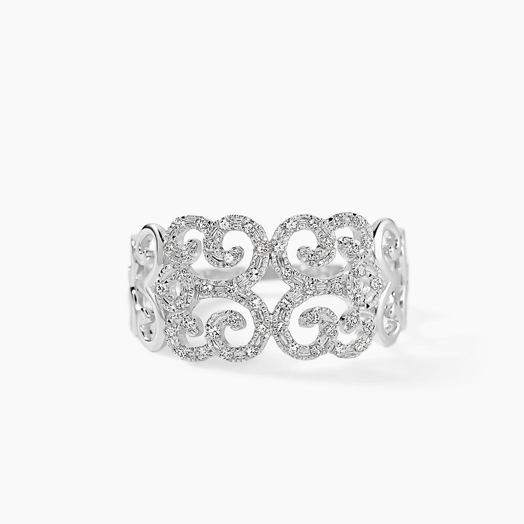 Bague Arabesque Or Blanc Diamant - Bagues avec pierre Femme | Histoire d&rsquo;Or