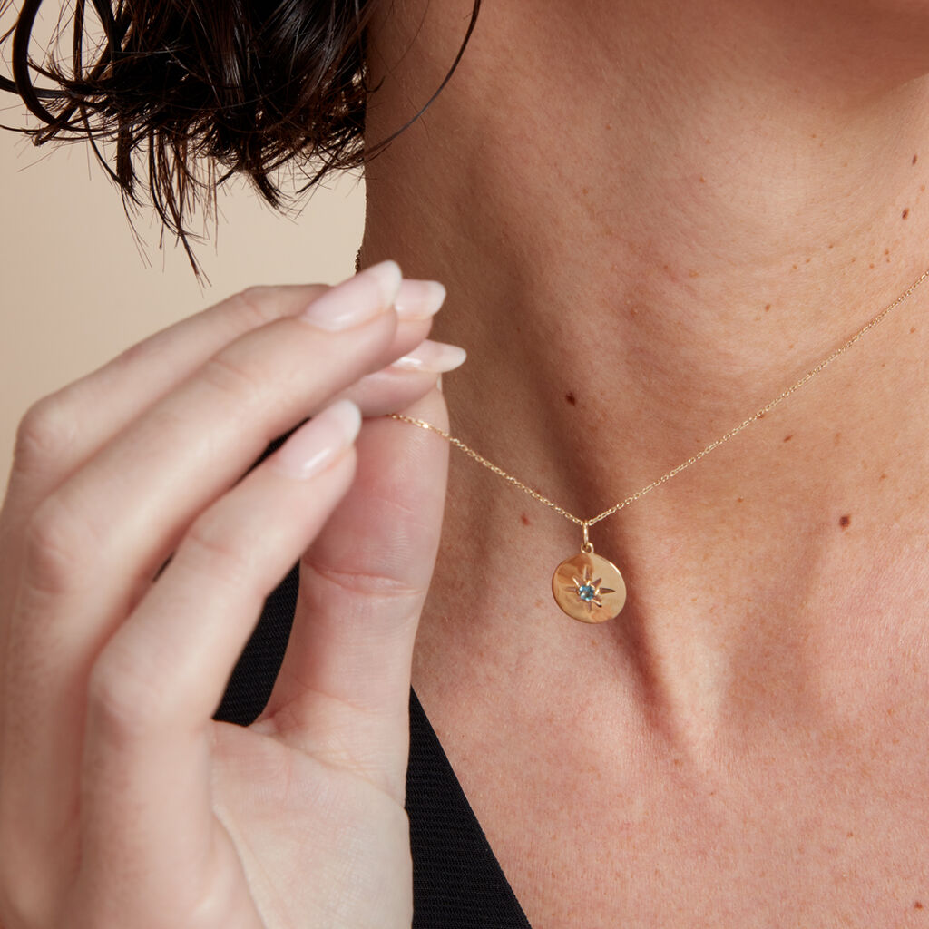 Collier Or Jaune Evening Star Topaze Bleu London - Colliers Femme | Histoire d’Or