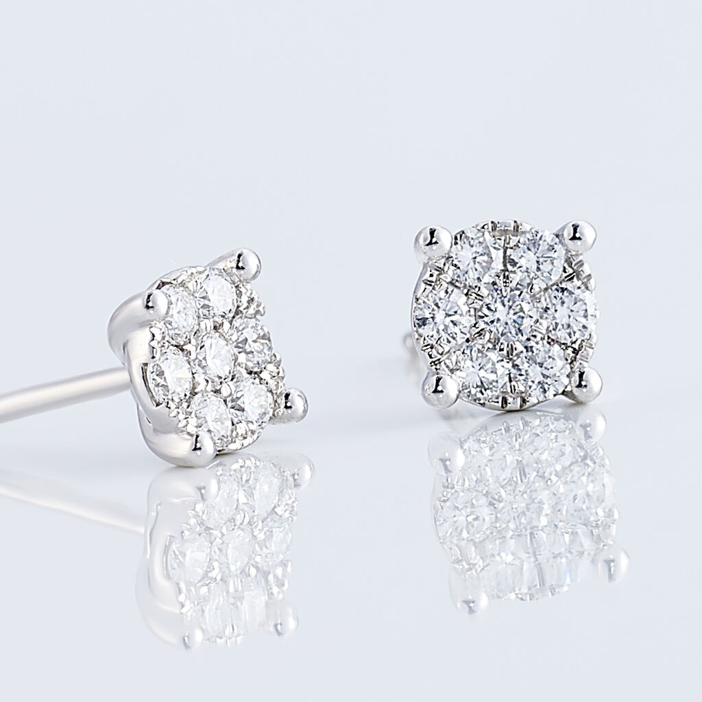 Boucles D'oreilles Puces Charlene Or Blanc Diamant Synthetique - Clous d'oreilles Femme | Histoire d&rsquo;Or
