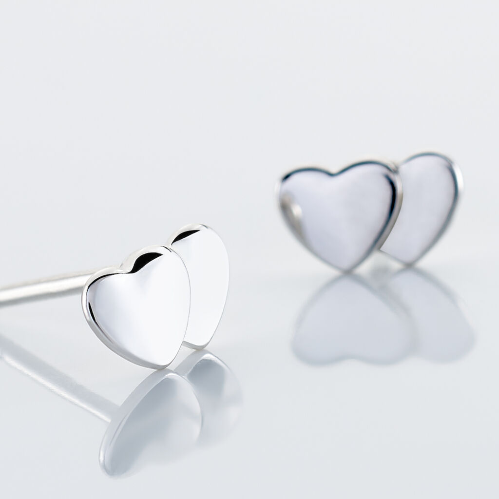Boucles D'oreilles Puces Collinette Argent Blanc - Boucles d'oreilles fantaisie Femme | Histoire d&rsquo;Or