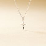 Pendentif Canice Croix Or Blanc Oxyde De Zirconium - Pendentifs Communion Famille | Histoire d&rsquo;Or