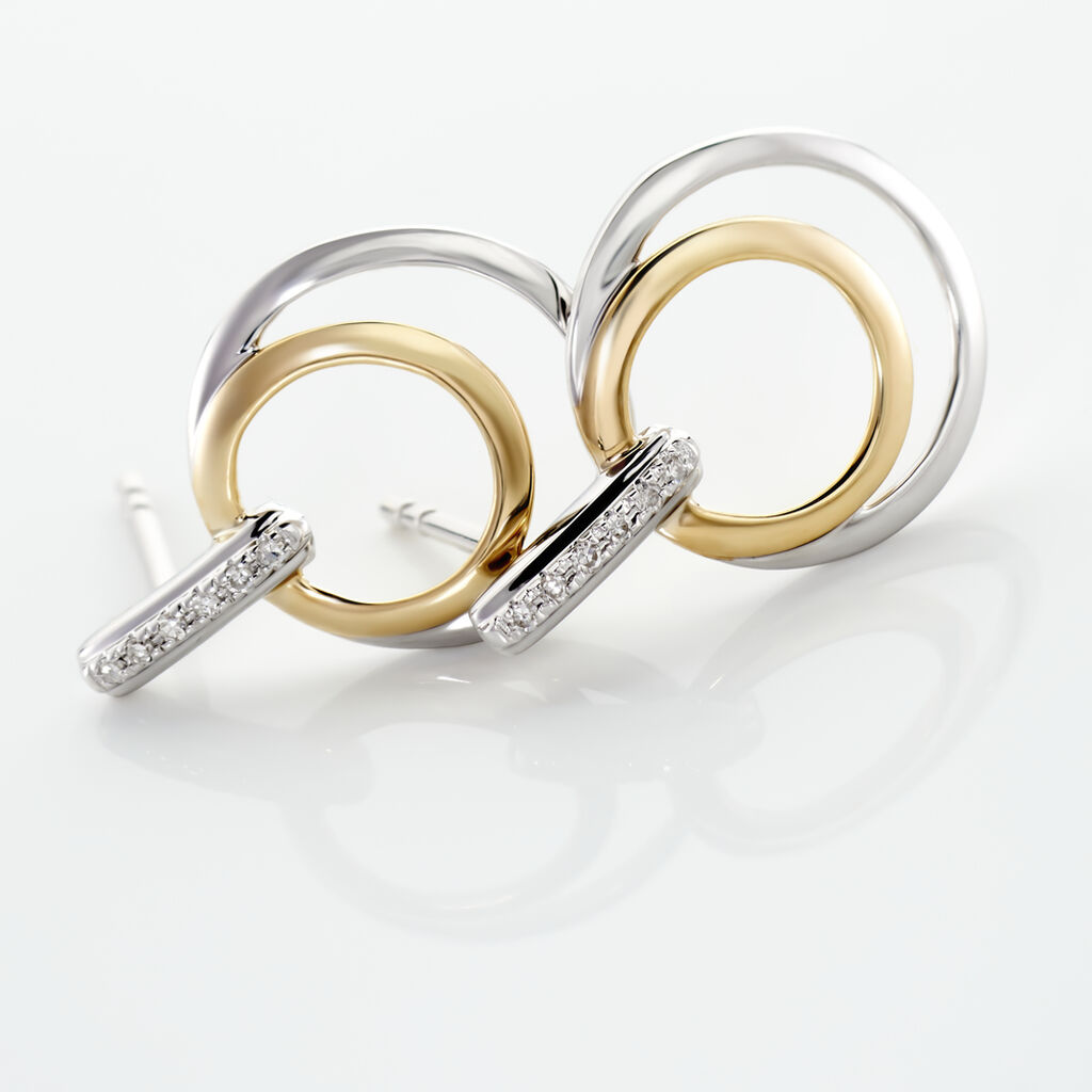 Boucles D'oreilles Pendantes Or Bicolore Eloisia Diamants - Boucles d'oreilles pendantes Femme | Histoire d’Or