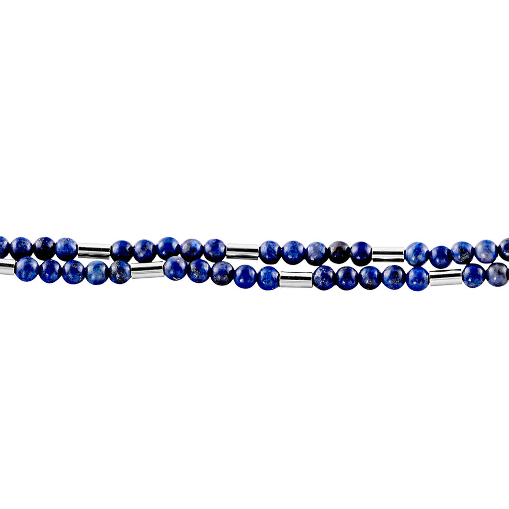 Bracelet Acier Blanc Augusto Lapis Lazuli - Bracelets Homme | Histoire d’Or