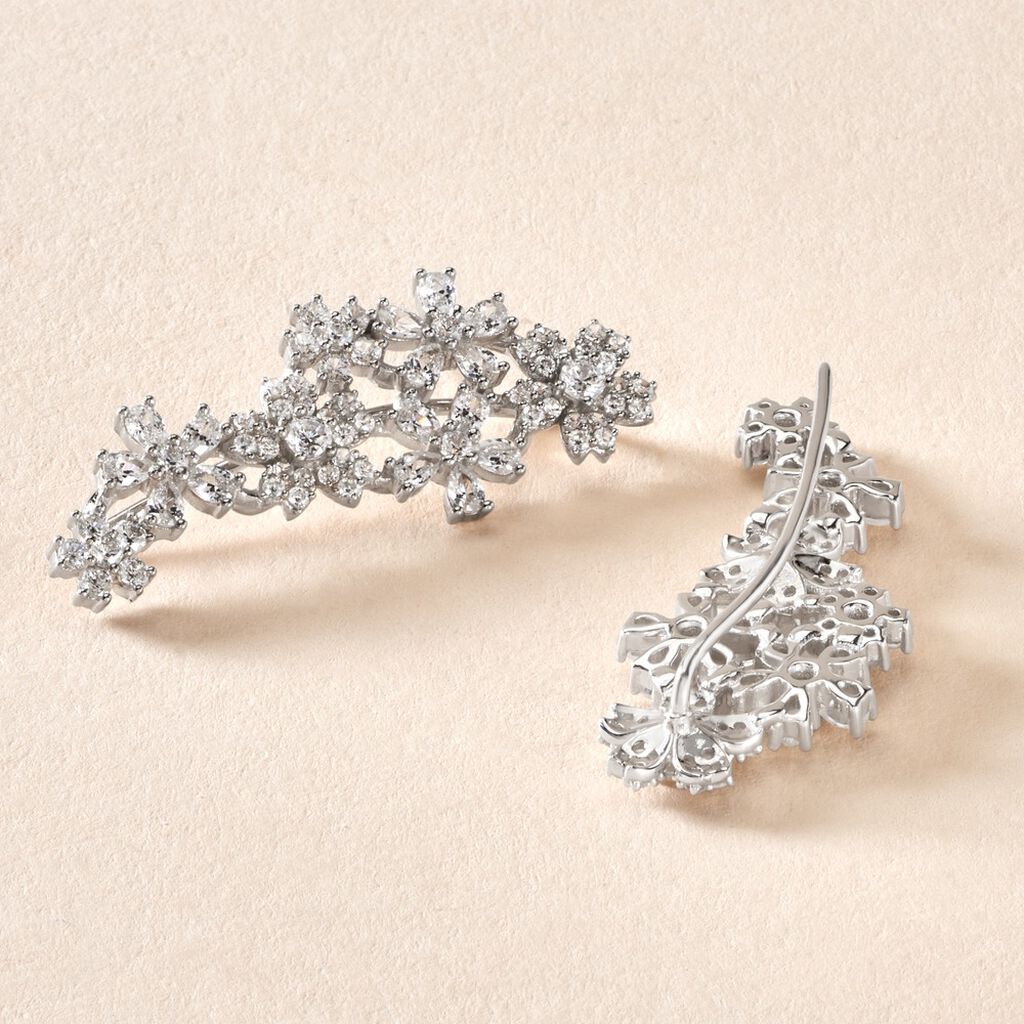 Bijoux D'oreilles Midnight Flower Argent Blanc Oxyde De Zirconium - Ear cuffs Femme | Histoire d’Or