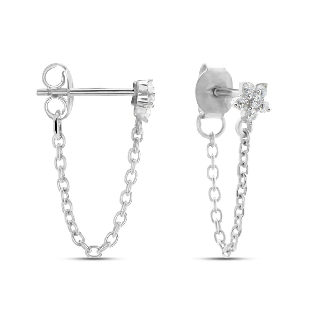 Boucles D'oreilles Pendantes Argent Blanc Tamako Oxydes De Zirconium - Boucles d'oreilles fantaisie Femme | Histoire d’Or
