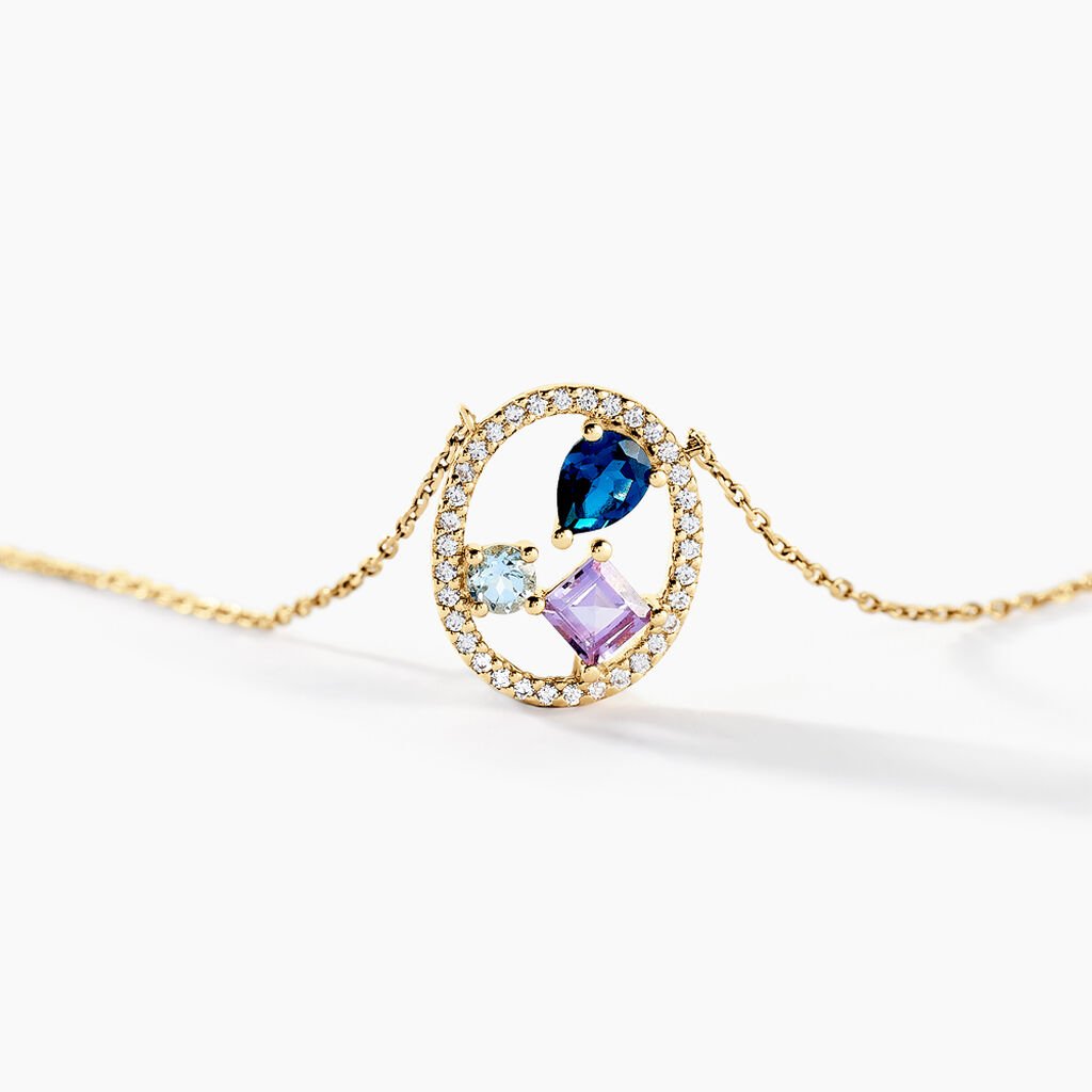Collier Garden Or Jaune Topaze Am&eacute;thyste - Colliers Femme | Histoire d&rsquo;Or