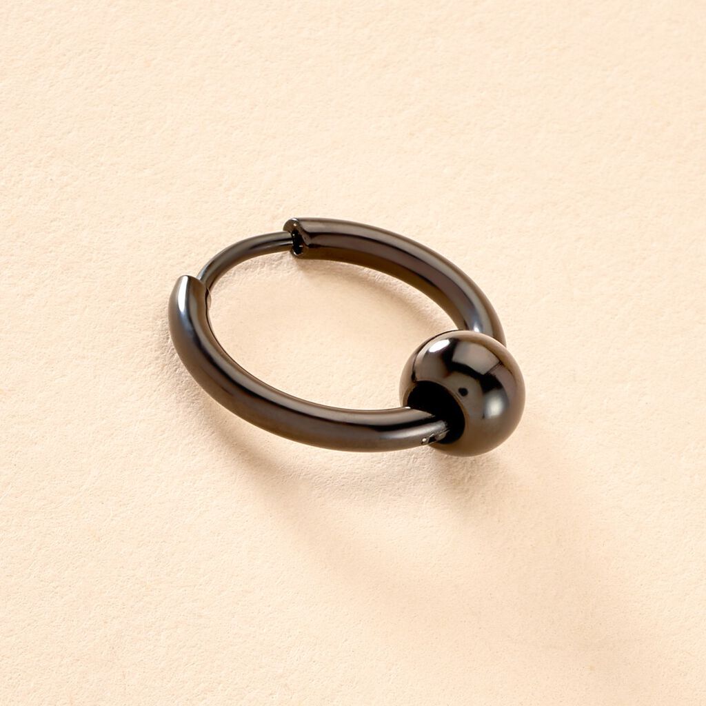 Créole Unitaire Achille Acier Noir - Boucles d'oreilles créoles Homme | Histoire d’Or