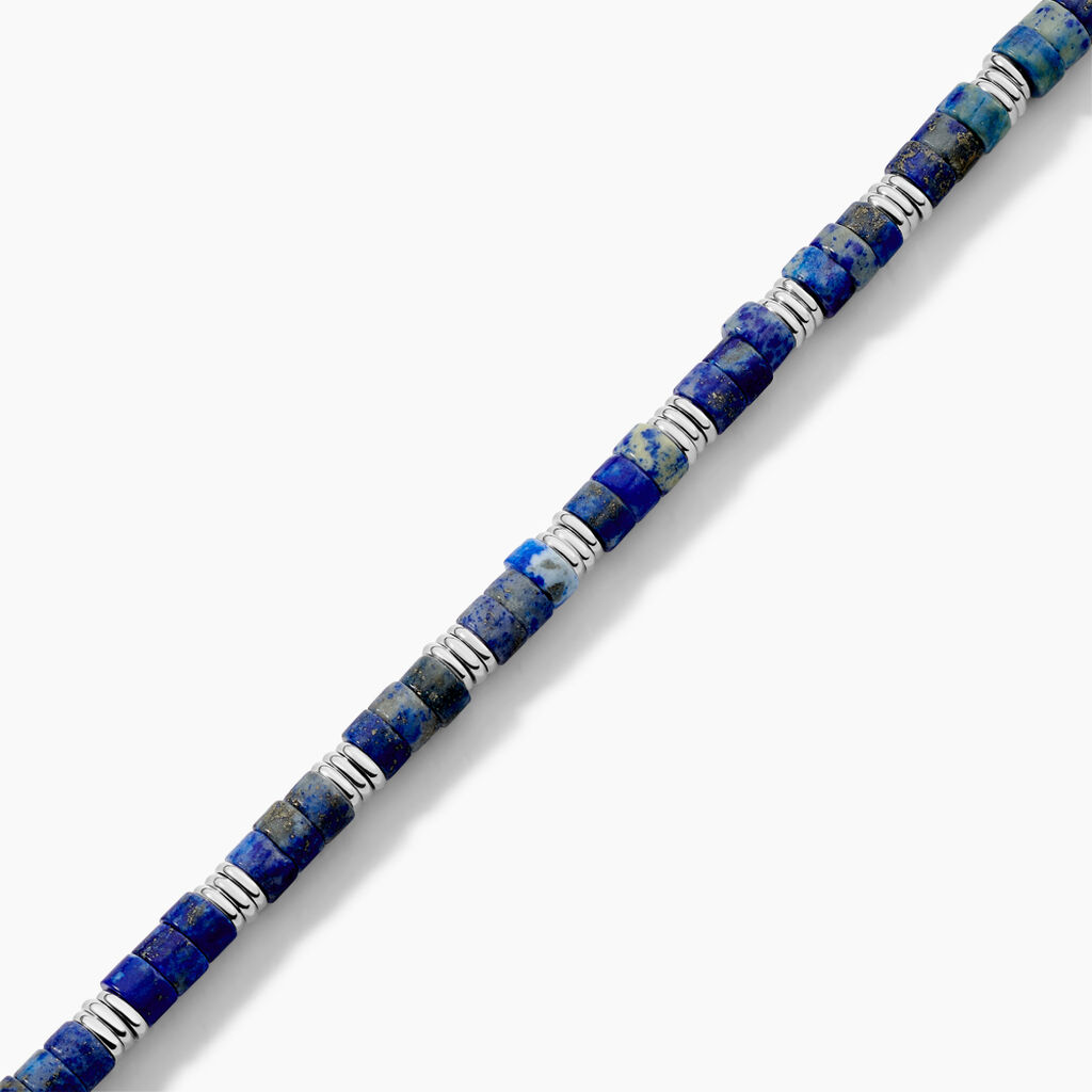 Bracelet Jourdan Arttu Acier Argenté Lapis Lazuli - Nouveautés bijoux Homme | Histoire d’Or