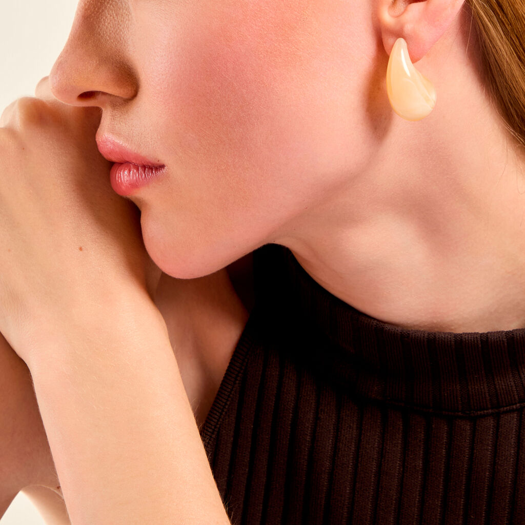 Boucles D'Oreilles Puces Doria Acier Jaune - Boucles d'oreilles fantaisie Femme | Histoire d&rsquo;Or