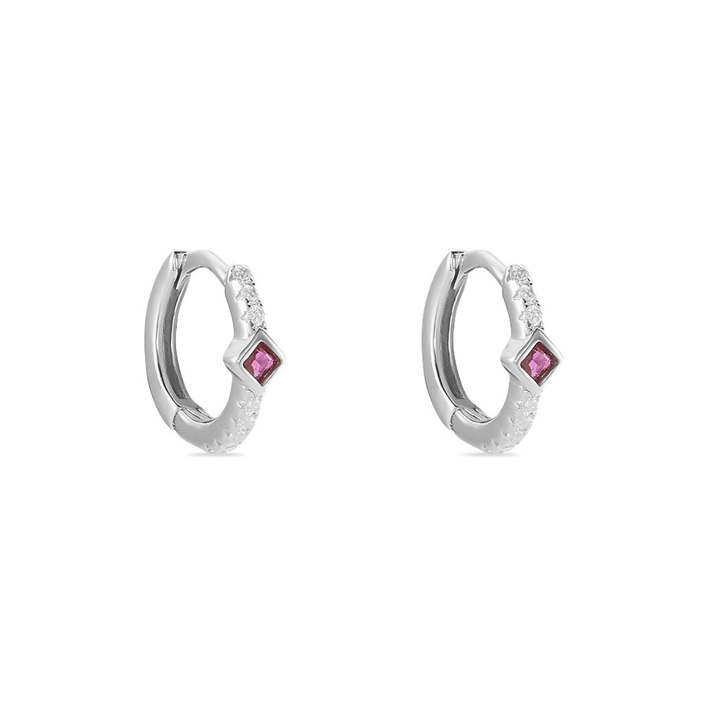 Créoles Fane Argent Rhodié Oxyde De Zirconium - Boucles d'oreilles créoles Femme | Histoire d’Or