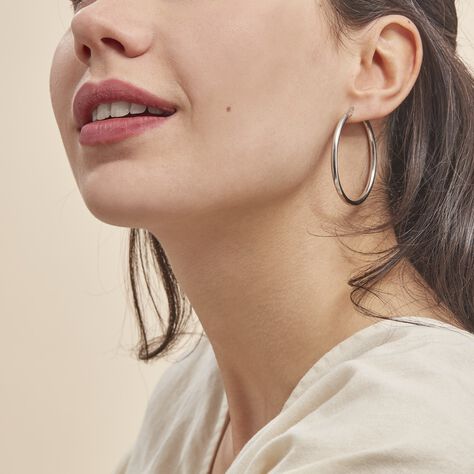 Créoles Argent Blanc Anne - Boucles d'oreilles créoles Femme | Histoire d’Or