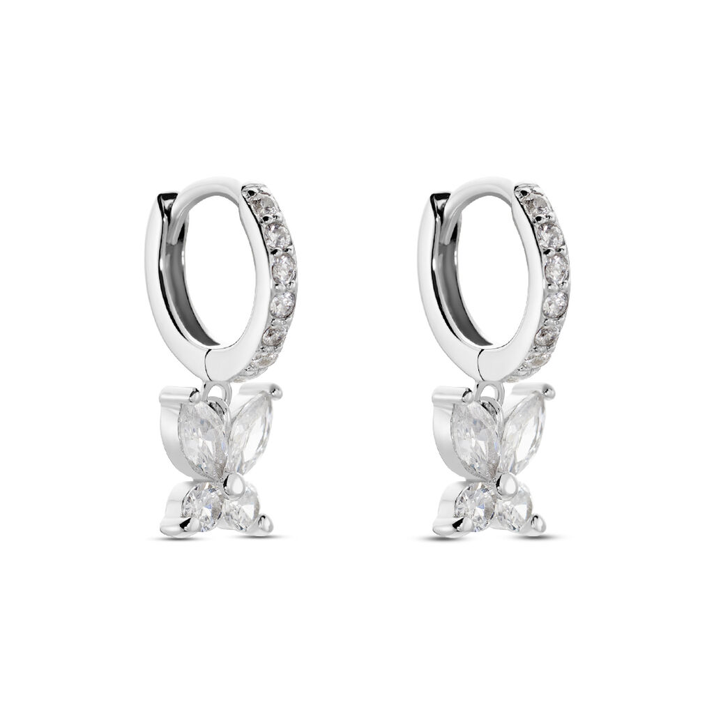 Créoles Argent Blanc Karitate Oxydes De Zirconium - Boucles d'oreilles créoles Femme | Histoire d’Or