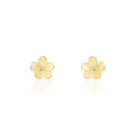 Boucles D'oreilles Puces Sakura Love Or Jaune Oxyde De Zirconium - Clous d'oreilles Femme | Histoire d’Or