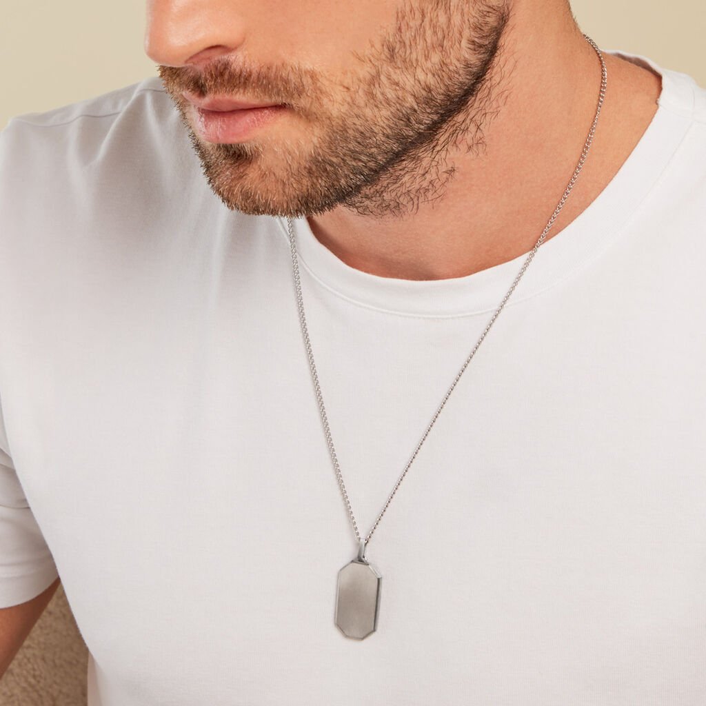 Collier Alessio Acier Blanc - Colliers fantaisie Homme | Histoire d’Or