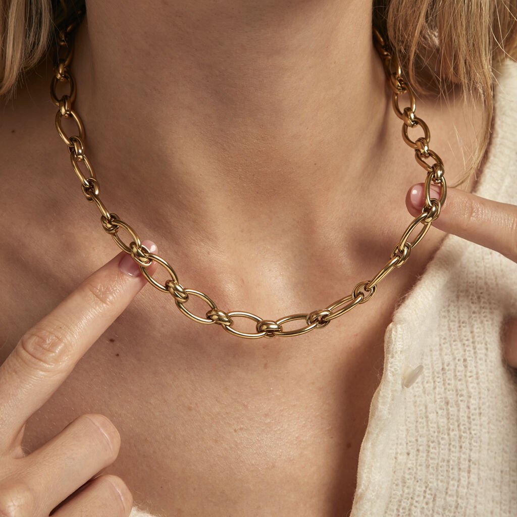 Collier Maille Perry Acier Doré - Chaines Femme | Histoire d’Or