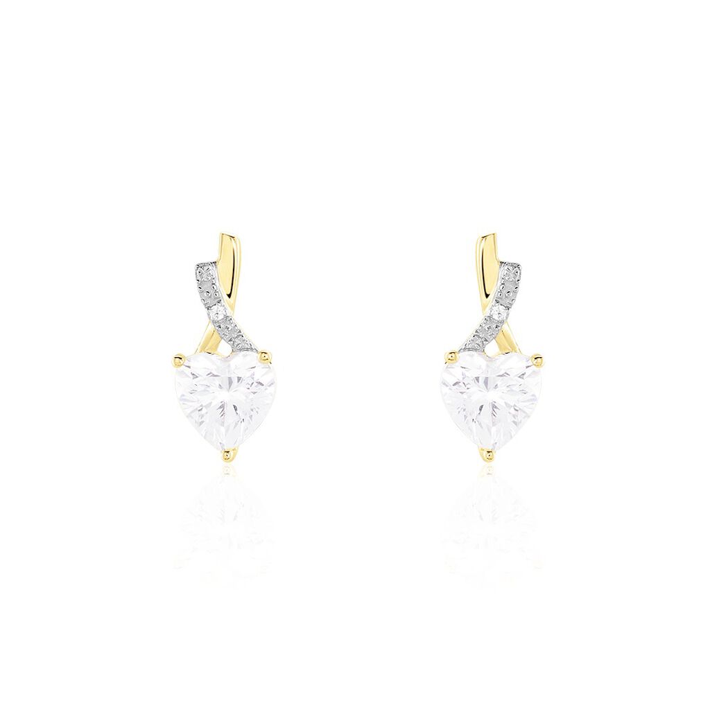 Boucles D'oreilles Puces Clothilde Or Jaune Oxyde De Zirconium - Clous d'oreilles Femme | Histoire d’Or