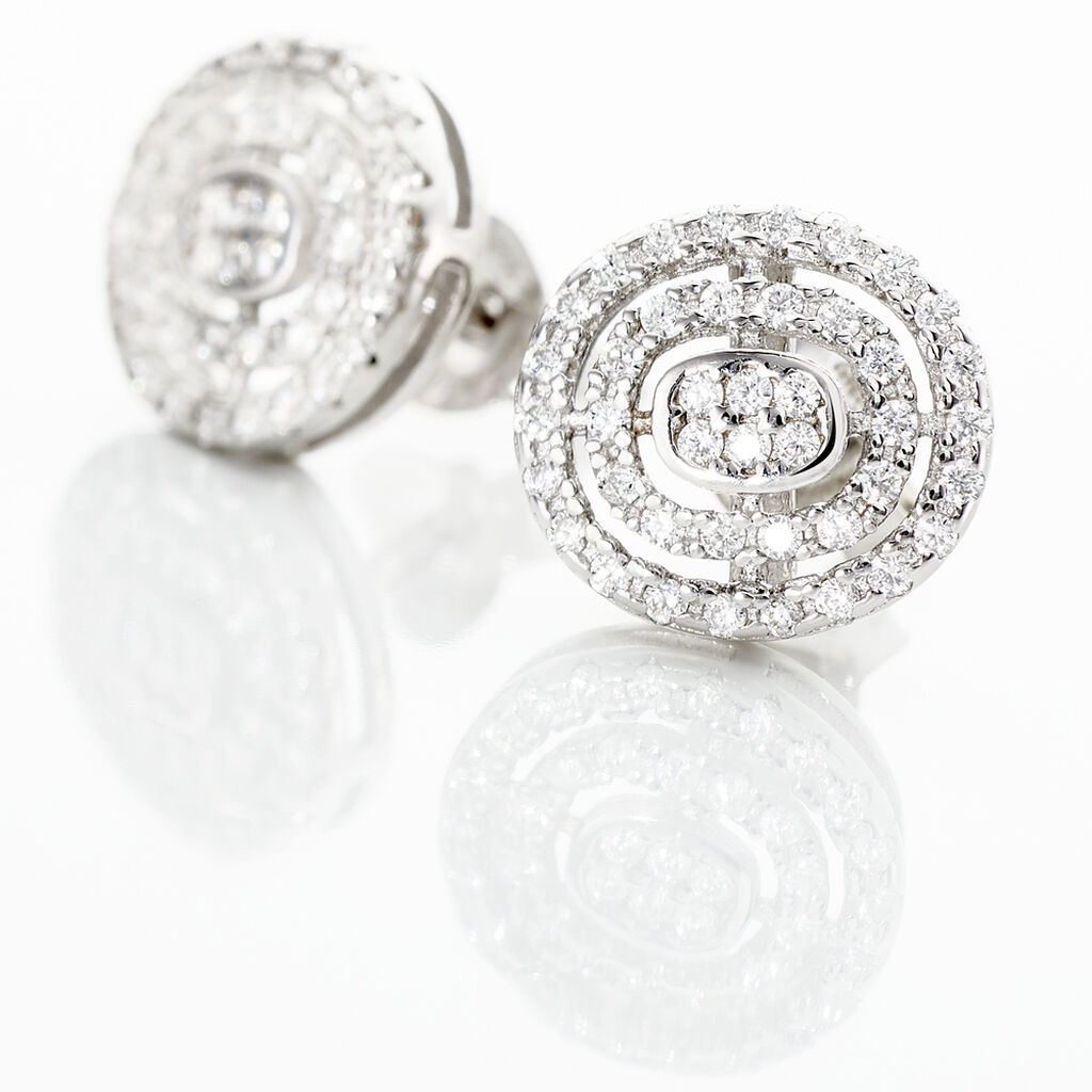 Boucles D'oreilles Puces Fidjy Argent Blanc Oxyde De Zirconium - Boucles d'oreilles fantaisie Femme | Histoire d&rsquo;Or