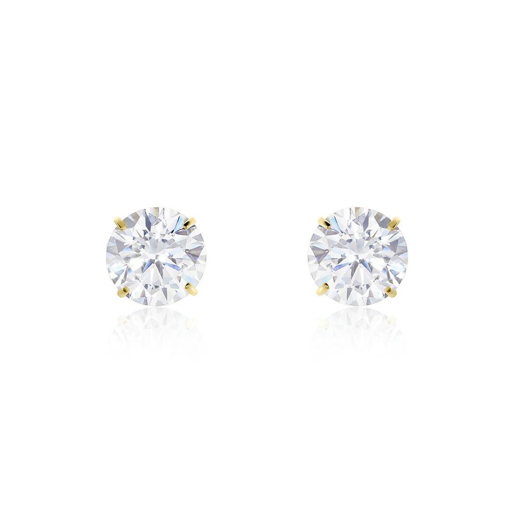 Boucles D'oreilles Puces Or Jaune Katherina Oxyde De Zirconium - Clous d'oreilles Femme | Histoire d’Or