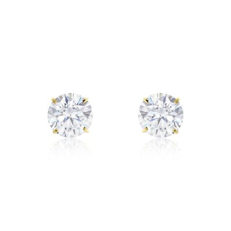 Boucles D'oreilles Puces Or Jaune Katherina Oxyde De Zirconium - Clous d'oreilles Femme | Histoire d’Or