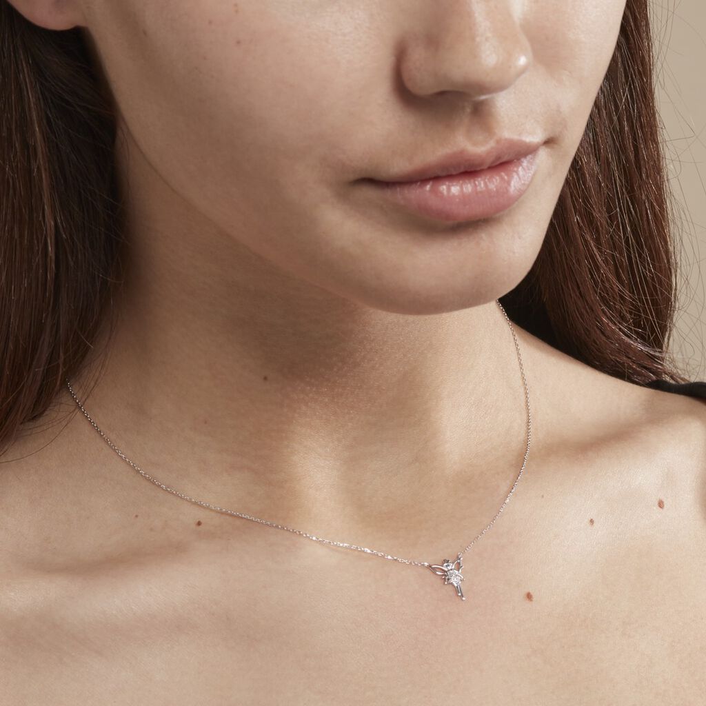 Collier Fee Or Blanc Diamant - Colliers Femme | Histoire d’Or