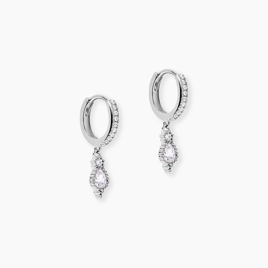 Cr&eacute;oles Ysee Argent Blanc Oxyde De Zirconium - Boucles d'oreilles cr&eacute;oles Femme | Histoire d&rsquo;Or