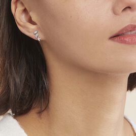 Bijoux D'oreilles Elohane Argent Blanc Oxyde De Zirconium - Boucles d'Oreilles Plume Femme | Histoire d’Or