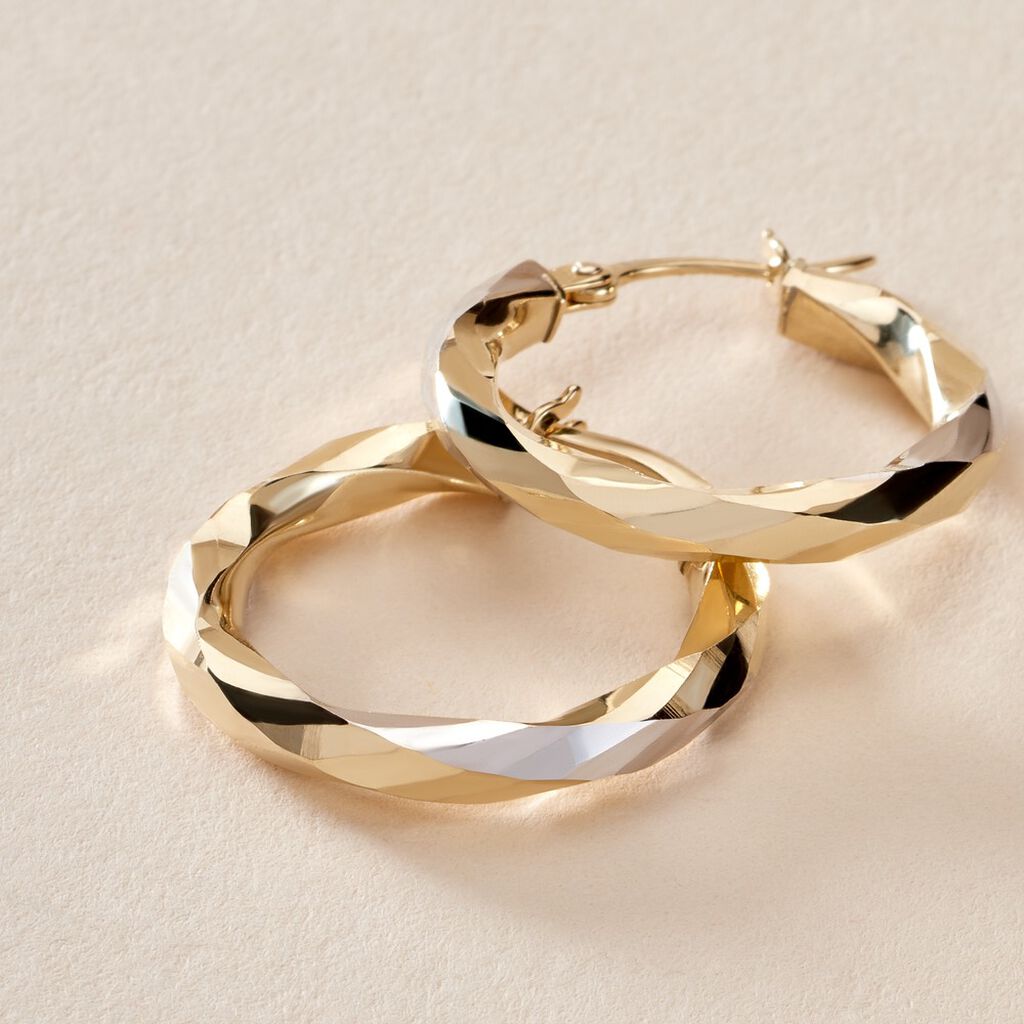 Créoles Ajinie Fil Rond Or Bicolore - Boucles d'oreilles créoles Femme | Histoire d’Or