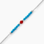 Bracelet Behati Argent Blanc Corail Turquoise - Bracelets Femme | Histoire d&rsquo;Or