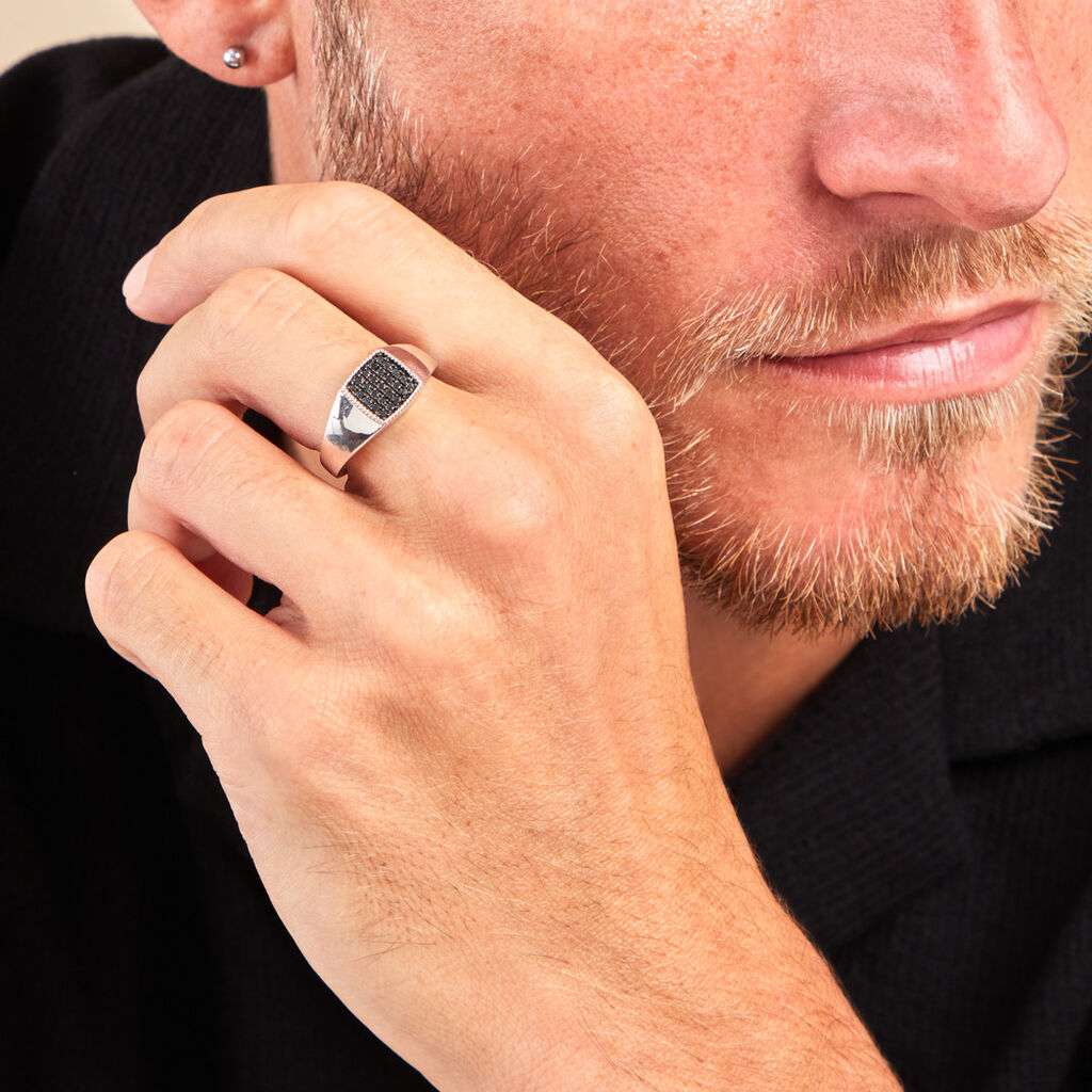 Chevalière Zack Or Blanc Diamant - Chevalières Homme | Histoire d’Or