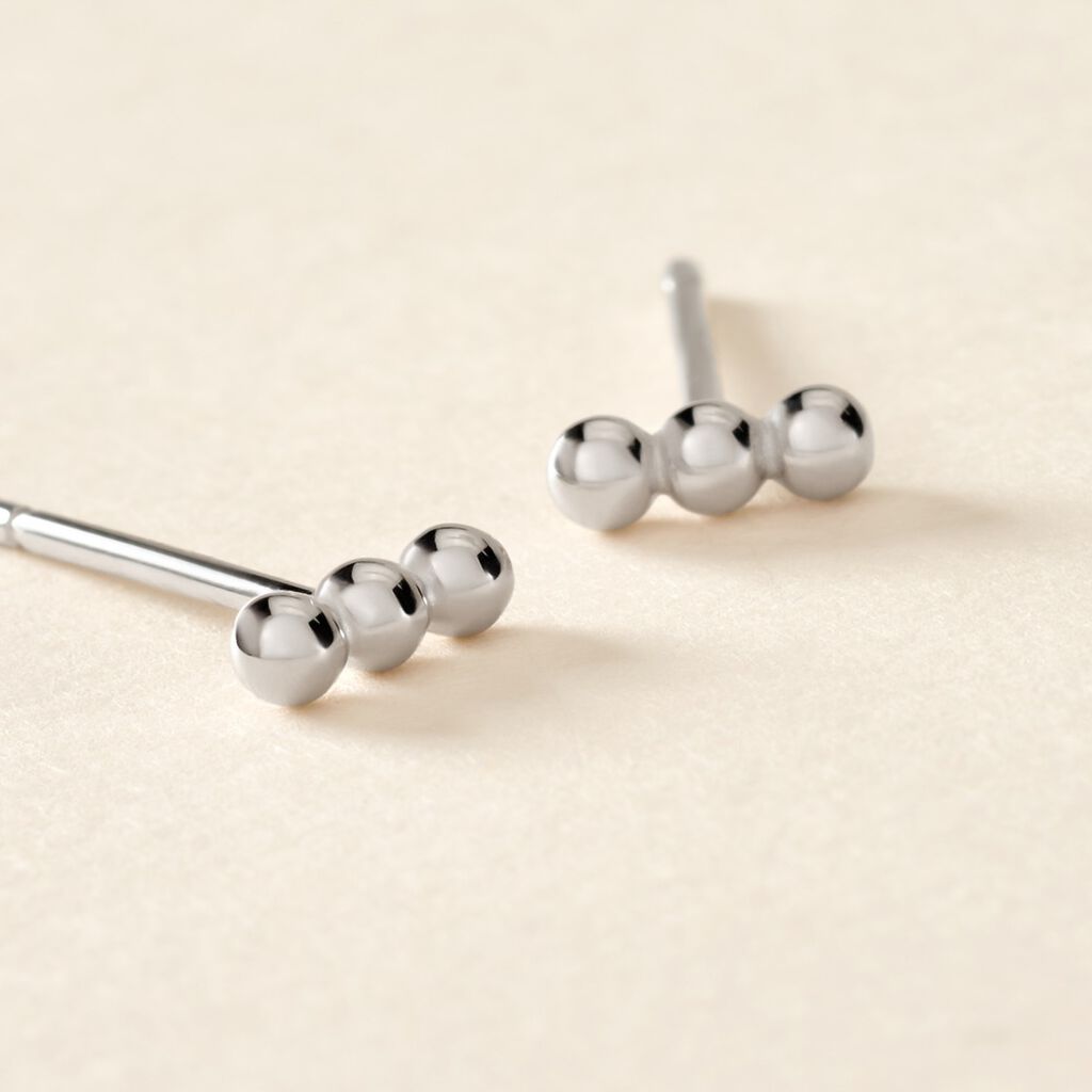 Boucles D'oreilles Puces Ina Argent Blanc - Boucles d'oreilles fantaisie Femme | Histoire d’Or
