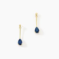 Boucles D'oreilles Pendantes Goutte Or Jaune Saphir