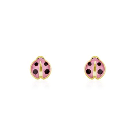 Boucles D'oreilles Puces Helidie Coccinelle Or Jaune - Clous d'oreilles Enfant | Histoire d’Or